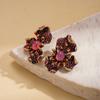 Vintage Resin Diamond Flower Silver Needle Stud Earrings Niche Earrings