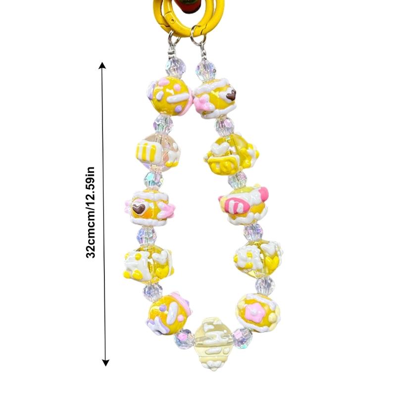 Eleganter handgefertigter Perlen-Schlüsselanhänger-Anhänger Handy-Kettenriemen Mode Handyseil Damen Telefon-Lanyard Schmuck