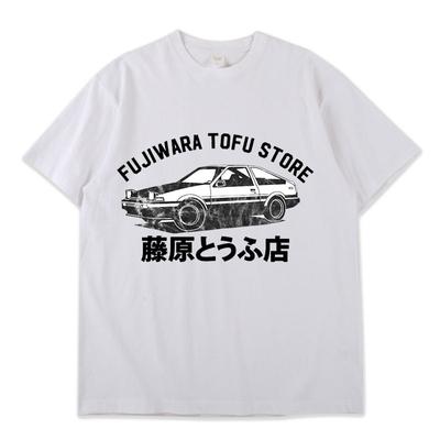 Drift Japanese Anime AE86 Initial D Double Sided T-shirt O-Neck Short Sleeves Summer Casual T Shirts Fashion Men Summer Tshirt