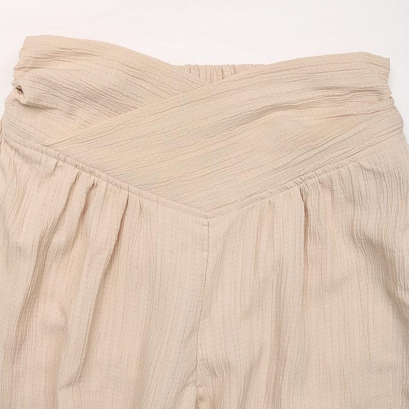 Spring and Summer Women's Pants High Waist Solid Color Commuter Style Nine Points High Waist Wide Leg Pants