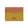 Card Case With 10 Slots Open Pocket Crosshatch Leather Wallet Women Wallet Brown Linen-Yellow 12070-V5RQD
