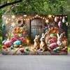 Colorful Easter Photography Backdrop Cartoon Easter Hanging Banner Poster Photo Props  Photo Booth