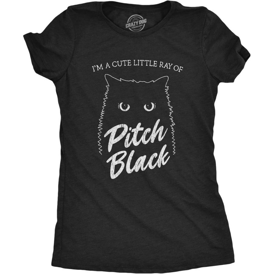 Crazy Dog Tshirts Womens I m A Cute Little Ray of Pitch Black Tshirt Funny Pet Cat Kitty Halloween Graphic Novelty Tee S