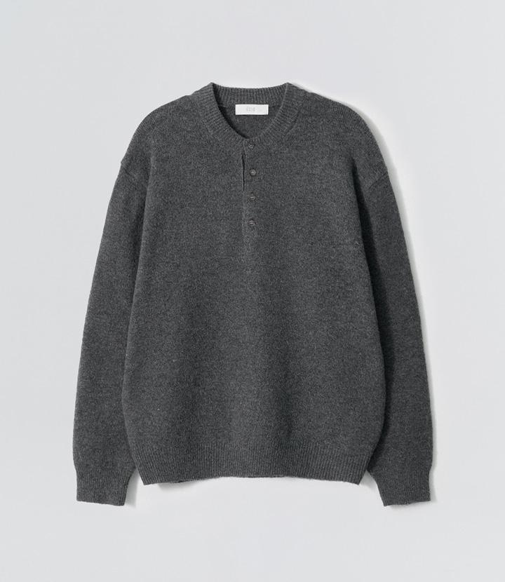 EZIO Henley Neck Wool Blend Knitwear_Charcoal