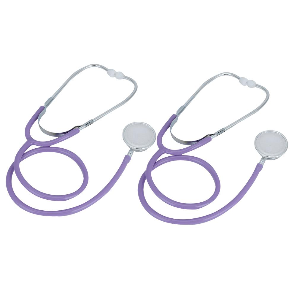

2 комплекта стетоскопов с двумя головками для врачей, медсестер, ветеринаров, студентов, медицинских учреждений, черный фиолетовый