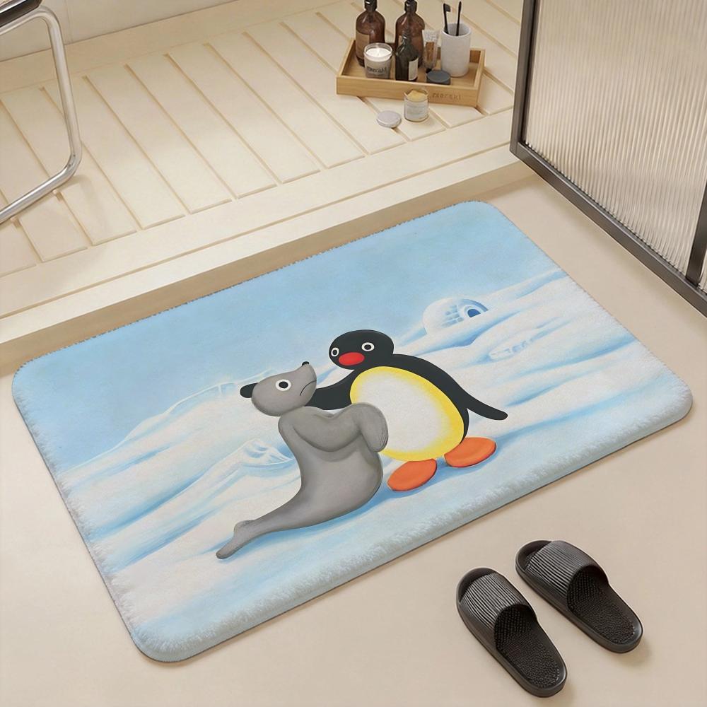 Animal P Penguin Floor Mat Eco Flannel Doormat Non Slip Odorless Indoor Floor Rug Soft Short Plush Home Mat