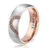 Rose Gold/Black Heart Couple Ring Stainless Steel Couple Couple Love Promise Ring Men's Women's Jewelry