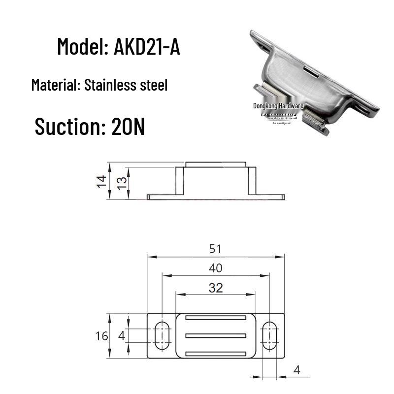 AKD21 Stainless Steel Magnetic Door Stopper - Strong Magnet for Industrial Equipment and Cabinets.