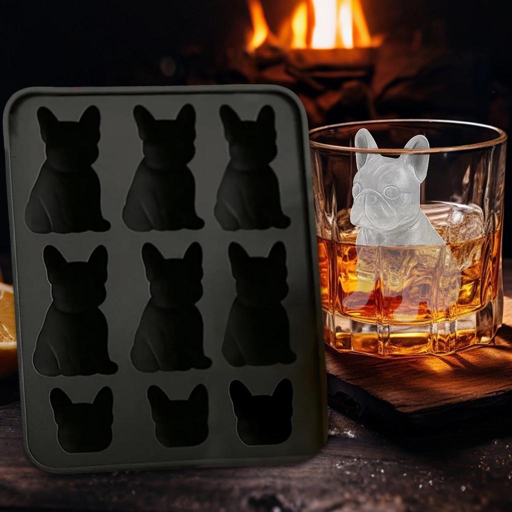 Ice Mold 3d French Bulldog Ice Mold Silicone Easy-Release Leak-Proof Reusable Press Maker Beer For Whiskey Wine Bartending Home