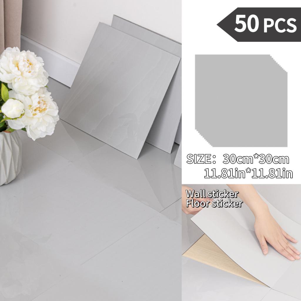 NINETAI Peel And Stick Floor Tile, 50pcs Vinyl Plank Wood Grain Look 11.81in*11.81in/48 Sq.Ft, Kitchen Mats For Floor