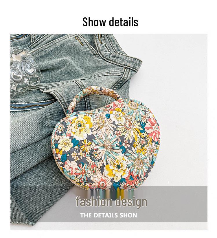 Floral Print Portable Makeup Bag with Large Capacity