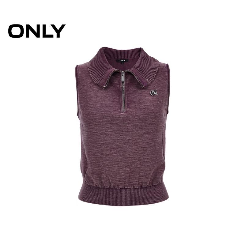 Only Women's Zipper Collar Sleeveless Knit Crop Top
