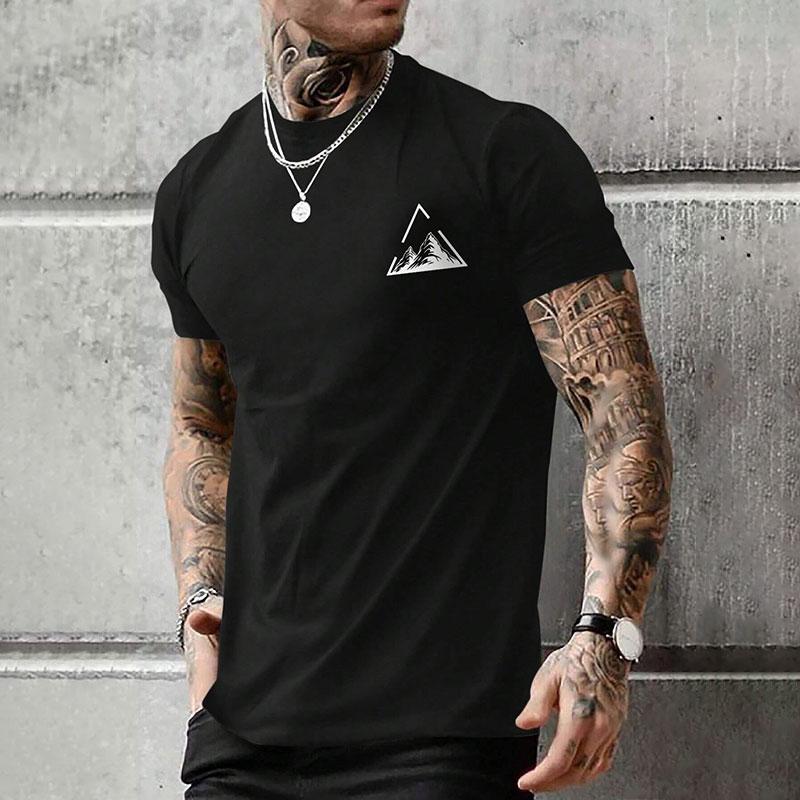 New Men's Fashion Short Sleeve Top Summer Comfortable Snow Mountain Logo Printed Green Short Sleeve T Shirt Outdoor Sportswear