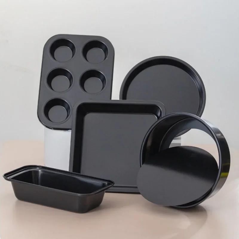5Pcs Non-stick Cake Mold Carbon Steel Oven Bakeware Bread Loaf Pan Baking Set Home Baking Muffin Pans Bakeware Kitchen Gadgets