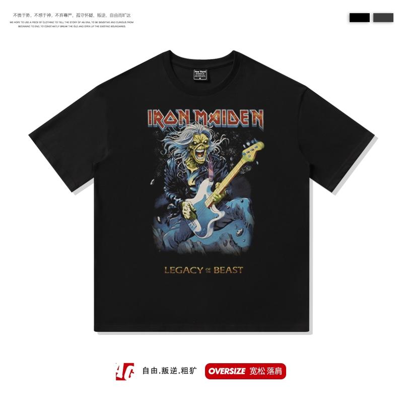 2025 Europe and The United States High Street American Heavy Metal Rock Short Sleeve T-shirt Men and Women Bf Half-sleeve Top