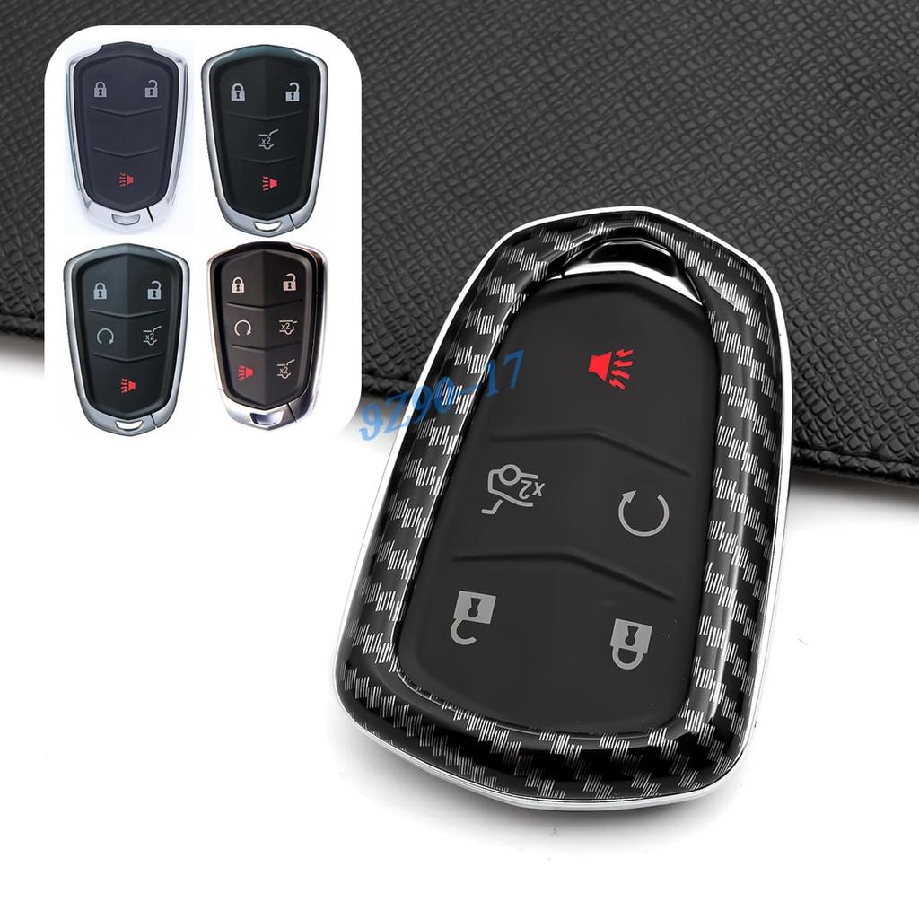 Abs Carbon Fiber Car Smart Key Cover Case Keychain For Cadillac Xt4 Xt5 Xt6 Ct6 Escalade Ats Cts Xts Srx
