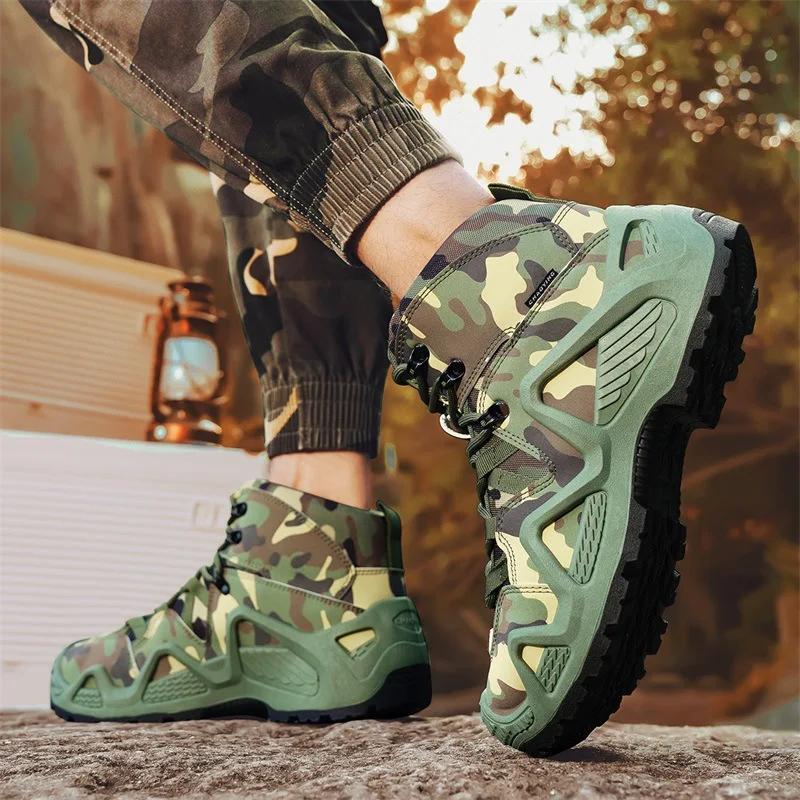 Classic Men's Sneakers Outdoor Camouflage Desert Travel Combat Shoes Anti Slip and Wear Resistant Mountaineering Running Shoes