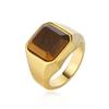 2026 Jewelry European and American Personalized Simple Square Gemstone Tiger Eye Men's Jewelry Ring
