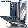 KEYSION With Touch Pen Case for Samsung Galaxy Z Fold 7 5G Hard PC Kickstand Shockproof Phone Cover With Glass Screen Protector