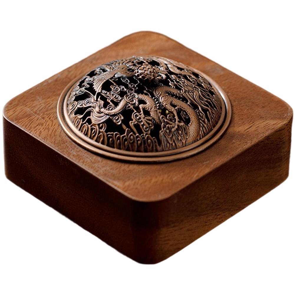 Minimalist Walnut Aroma Diffuser and Incense Burner with Lid for Home Use Supports Multiple Incense Types with Safety Design