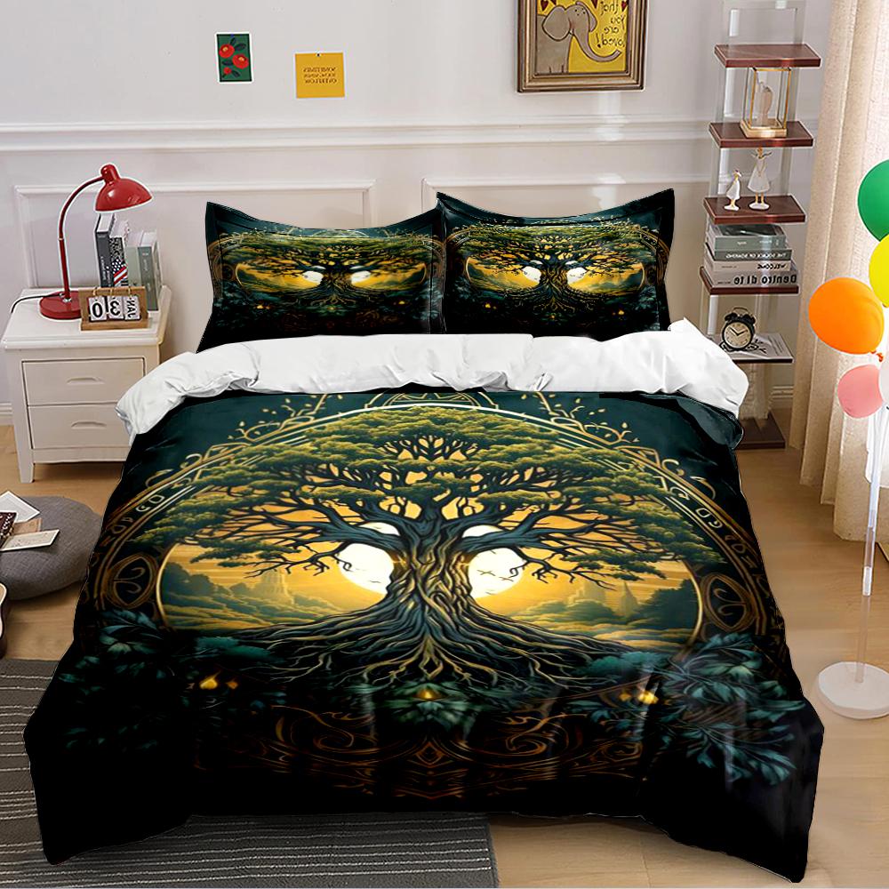 Mystical Tree of Life Bedding Set Bedding Set (1 Duvet Cover, 2 Pillowcases, Duvet Not Included)