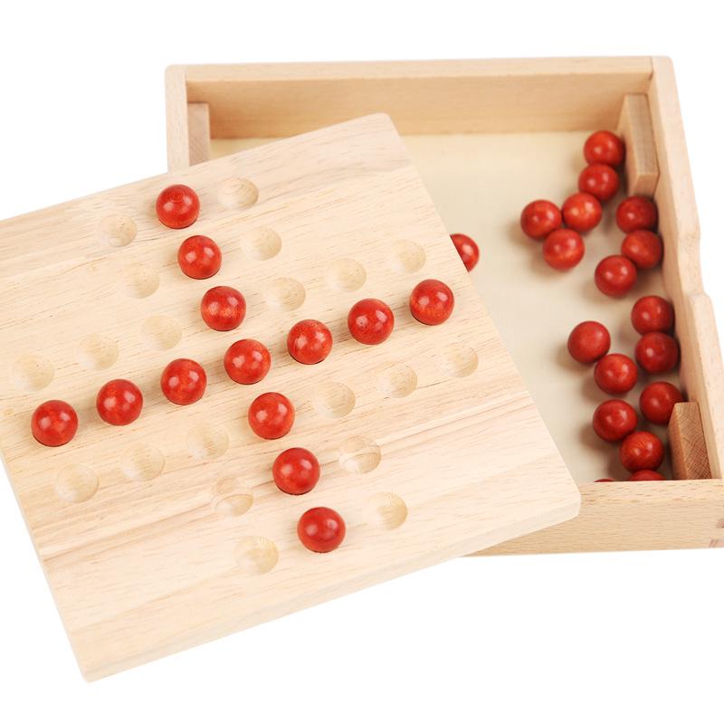 Drewniany Klasyczny Pasjans Gra Diamentowa - Edukacyjna Zabawka Szachowa dla Dzieci