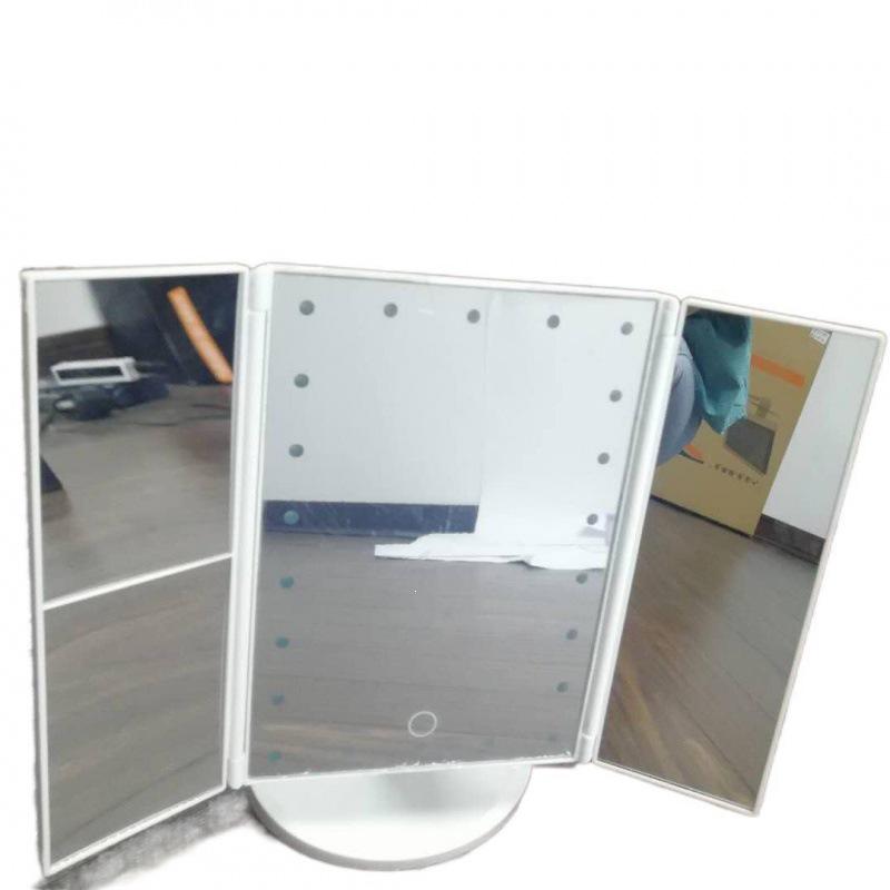 Rotatable 3-Fold LED Makeup Mirror with Magnification and Desktop Storage