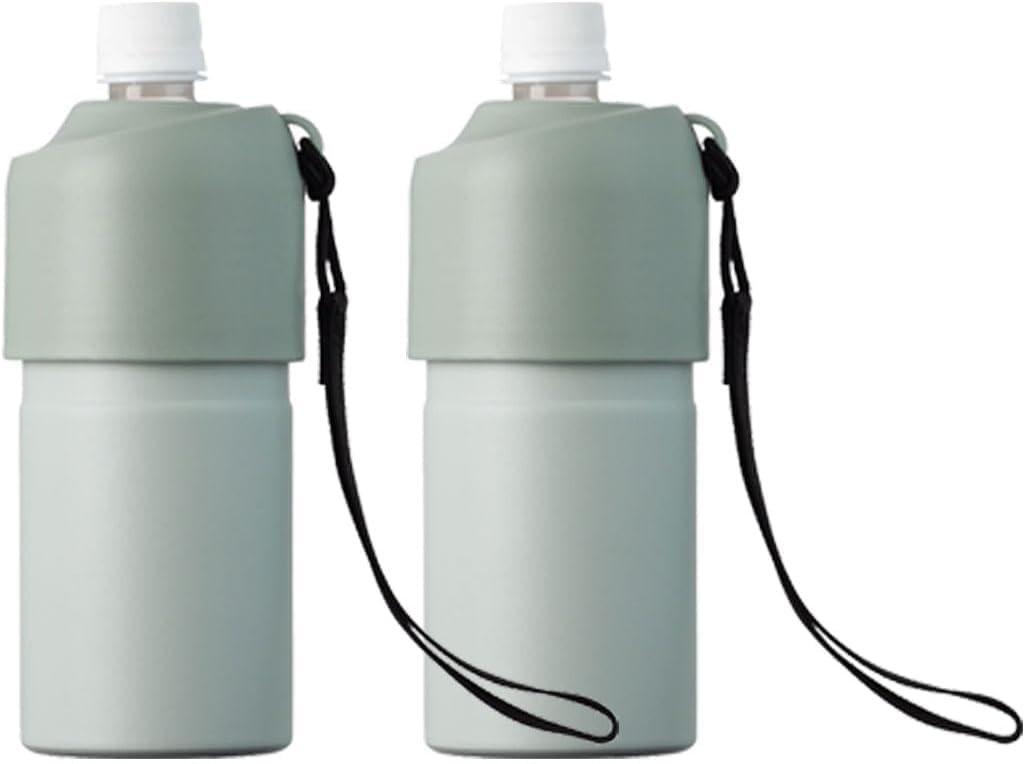 

Atlas PET Bottle Holder, Set of 2 Water Bottles, Insulated, 500ml650ml Capacity, Vacuum Insulated, Ice Green, with Strap, Bottle-in-Bottle,