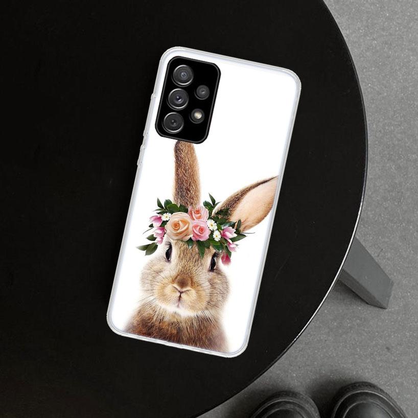Cute Bunny Rabbit Phone Case Cover For Samsung Galaxy A12 A22 A32 A52 A72 A02S A51 A50S A31 A20S A10S Note 20 Ultra 10 Plus Gala