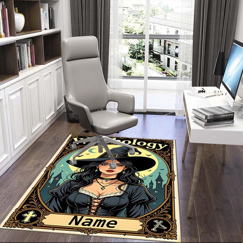 1PC Custom Name Witchcraft Magic Halloween Party Theme Floor Mat Ideal for Living Room, Game Rooms, Office, Bedroom,Floor Mat Playful Design