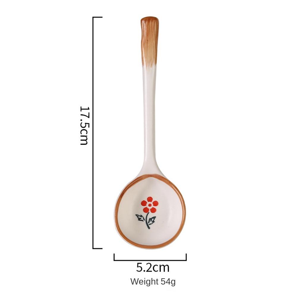 Keramisk soppsked Japansk stil Kreativ grov keramik Handmålad keramisk sked Kaffe Mjölk Dessertsked Kreativt bordsserv