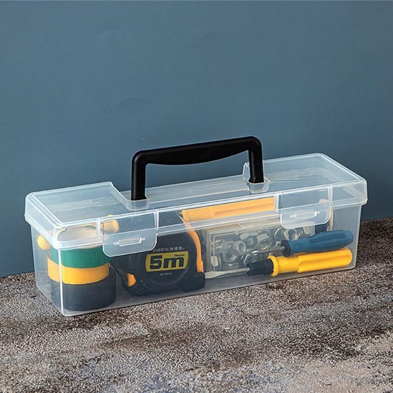Multipurpose Transparent Organiser Box For Home Repair Tool Easy Carry Handle And Plastic Construction Toolbox