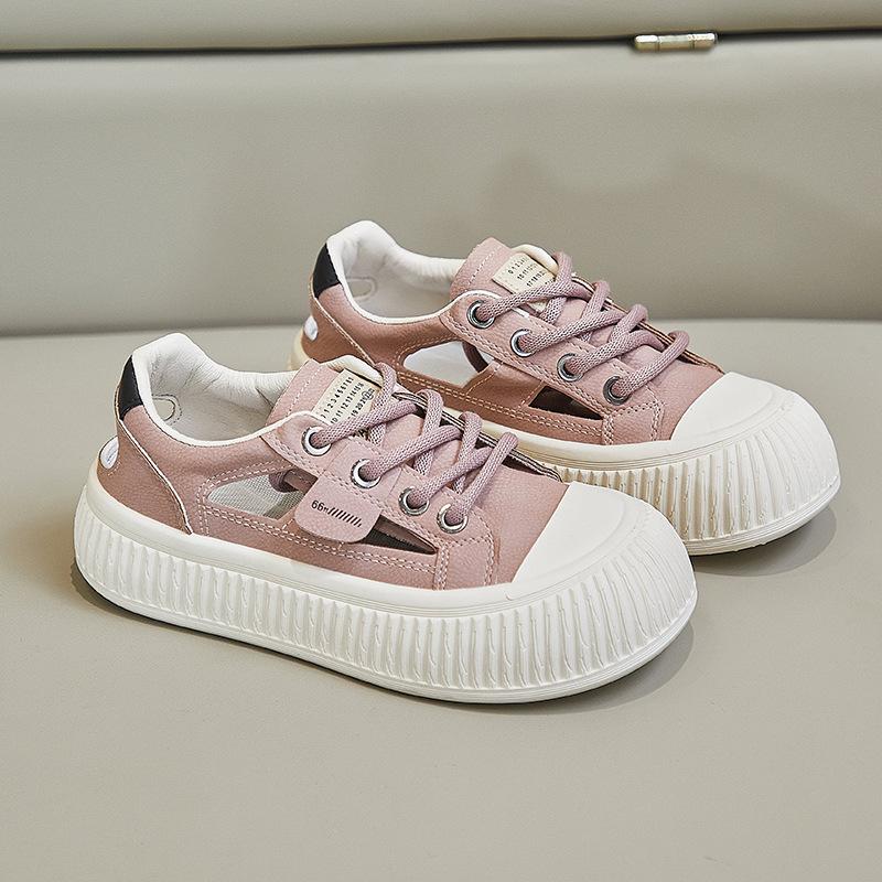 

Летние новые корейская версия ins дышащие маленькие белые туфли женские полые повседневные кеды на толстой подошве универсальные туфли-маффины M15 40