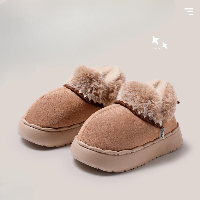 The New Style of Indoor Simple, Warm, Fleece and Thickened Cotton Shoes and Slippers