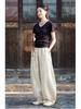 Unisex Boro-Style Linen Lantern Pants with Raw Edges for Meditation - Wide Leg & Autumn-Inspired Design