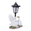Swan Garden Statue with Solar Lantern Resin Outdoor Decorative Sculpture for Porch Patio Lawn Pathway