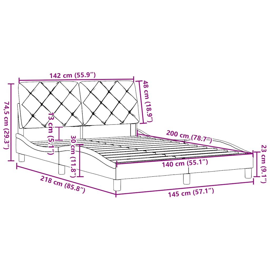 Bed Frame without Mattress Dark Grey 140 x 200 cm Fabric