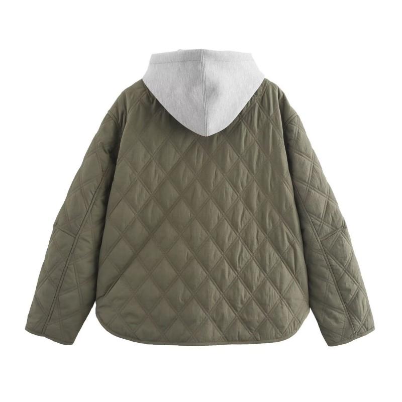 Street Fashion Quilted Hooded Padded Jacket Womens Casual Winter Coat