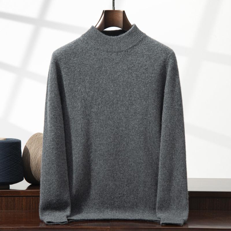 Herren Halbhoher Kragen Dicker Strickpullover - Einfarbig, Langarm, Herbst/Winter Stil