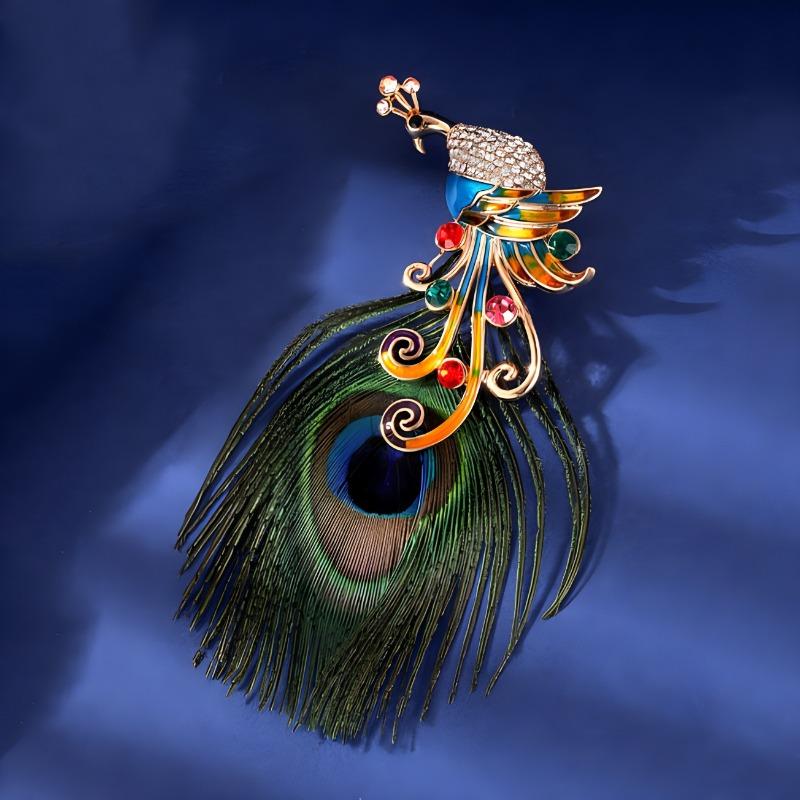 

Grand Peacock Feather Brooch, Elegant New Water Diamond Brooch, Cornice Coat, Shawl Buckle