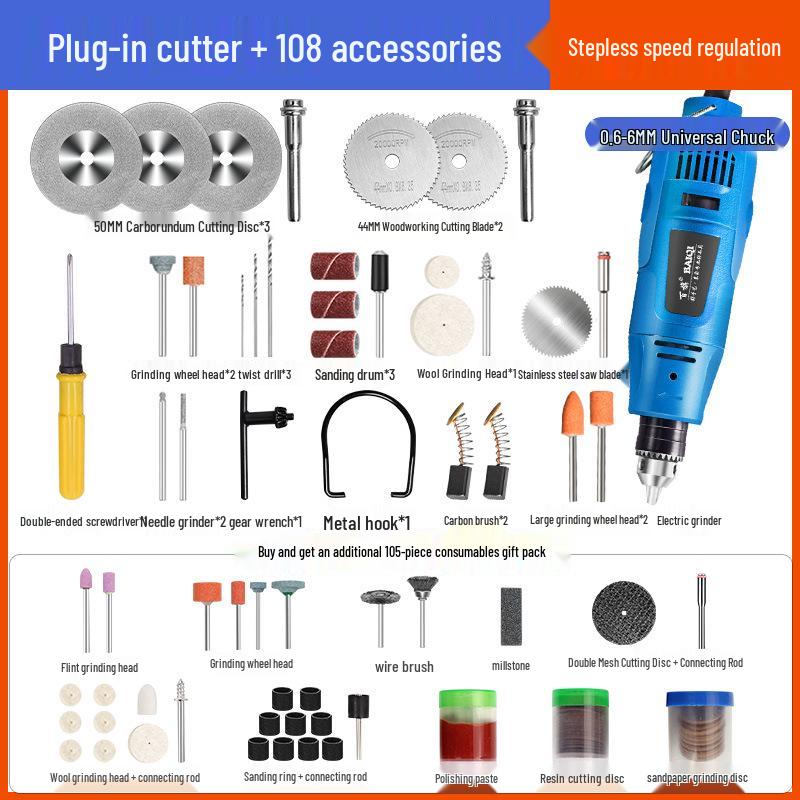 Multifunctional Handheld Electric Grinder and Chainsaw for Cutting Jade, Wood, Metal, and Wine Bottles.
