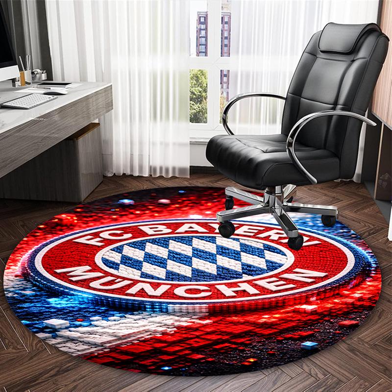 1pc B-Bayern Munich Carpet, Round Rug, Comfortable, Suitable for Entryways, Living Rooms, Office, And Bedrooms, Christmas Decoration