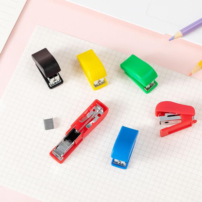 Mini Stapler Set for Office and School Manual Paper Book Binding with Random Color Staples Stationery for Binding