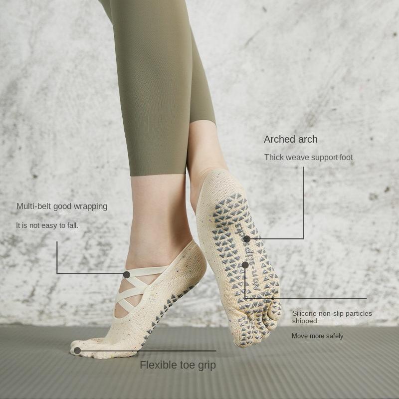 1 Pair Tie Multi Band Pilates Socks, Yoga Five Finger Socks, Professional Women's Non Slip Yoga Socks