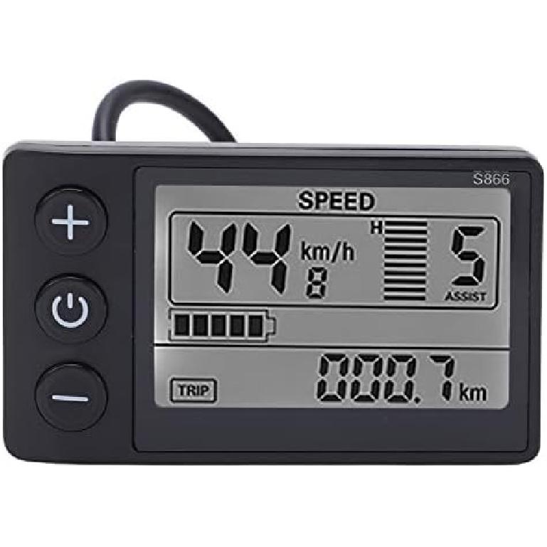 Electric LCD Display Meter, 24V 36V 48V Electric LCD Display Control Panel with Connector, Plastic Electric Display Meter for 22.2mm 0.9in Handlebar,