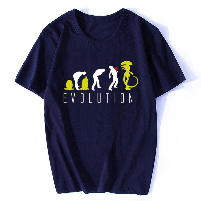 Man Women Fashion T Shirt Funny Evolution Of Alien Mens SciFi TShirt Men Leisure Tops Male Summer Oversized Tees Cotton