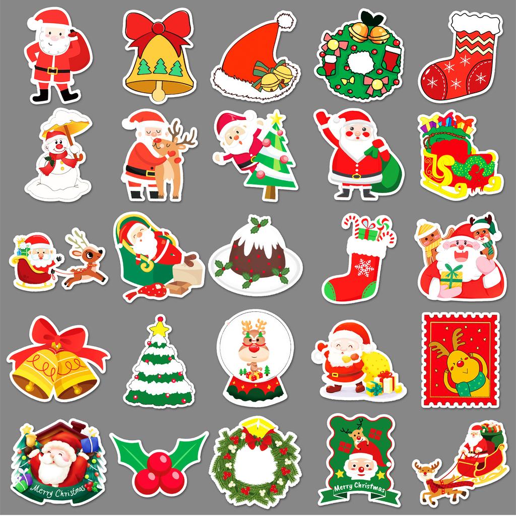 50 Christmas Graffiti Personalized Holiday Cartoon Stickers Decorative Cups Luggage Stickers