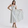 New Summer Slim-Fit Suspender Dress, European And American Fashion Printed Neck Lace Dress