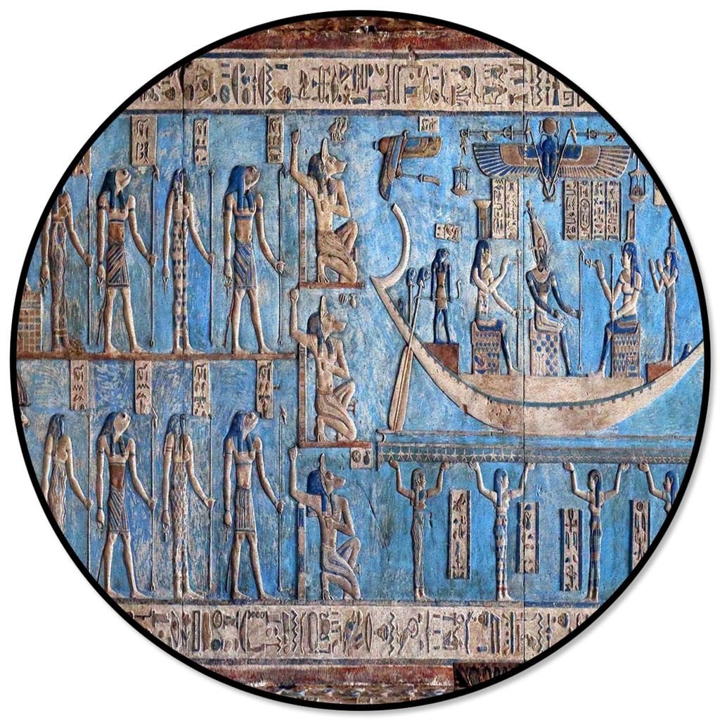 Living Room Bedroom Floor Mats Kids Room Area Rug Egyptian Character Desert Wall Vintage Print Round Rug