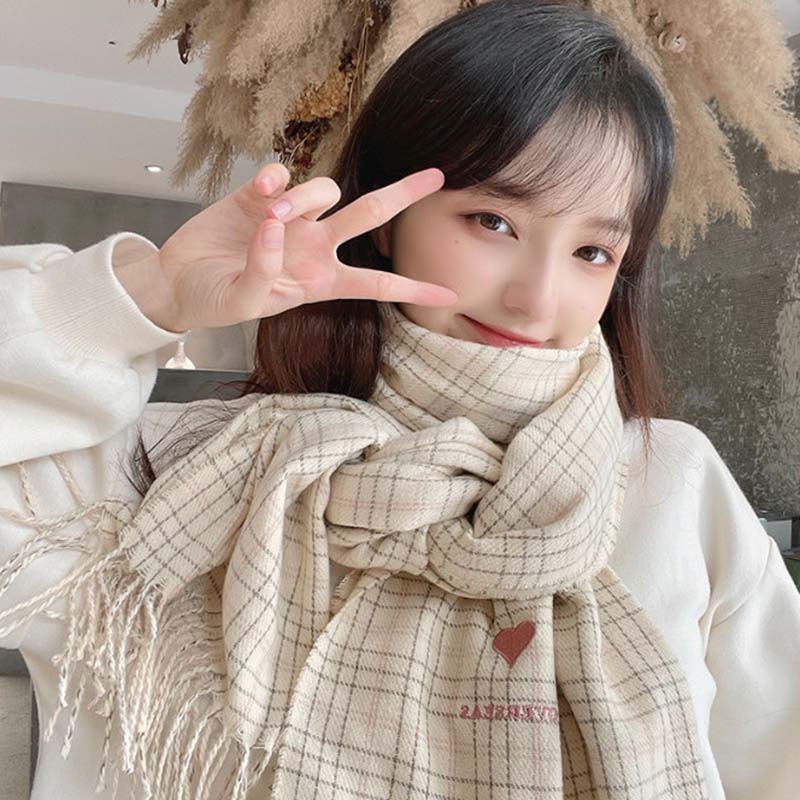 Шарф женский зимний теплый дорогой студенческий корейский вариант с милым сердцем — фото 6